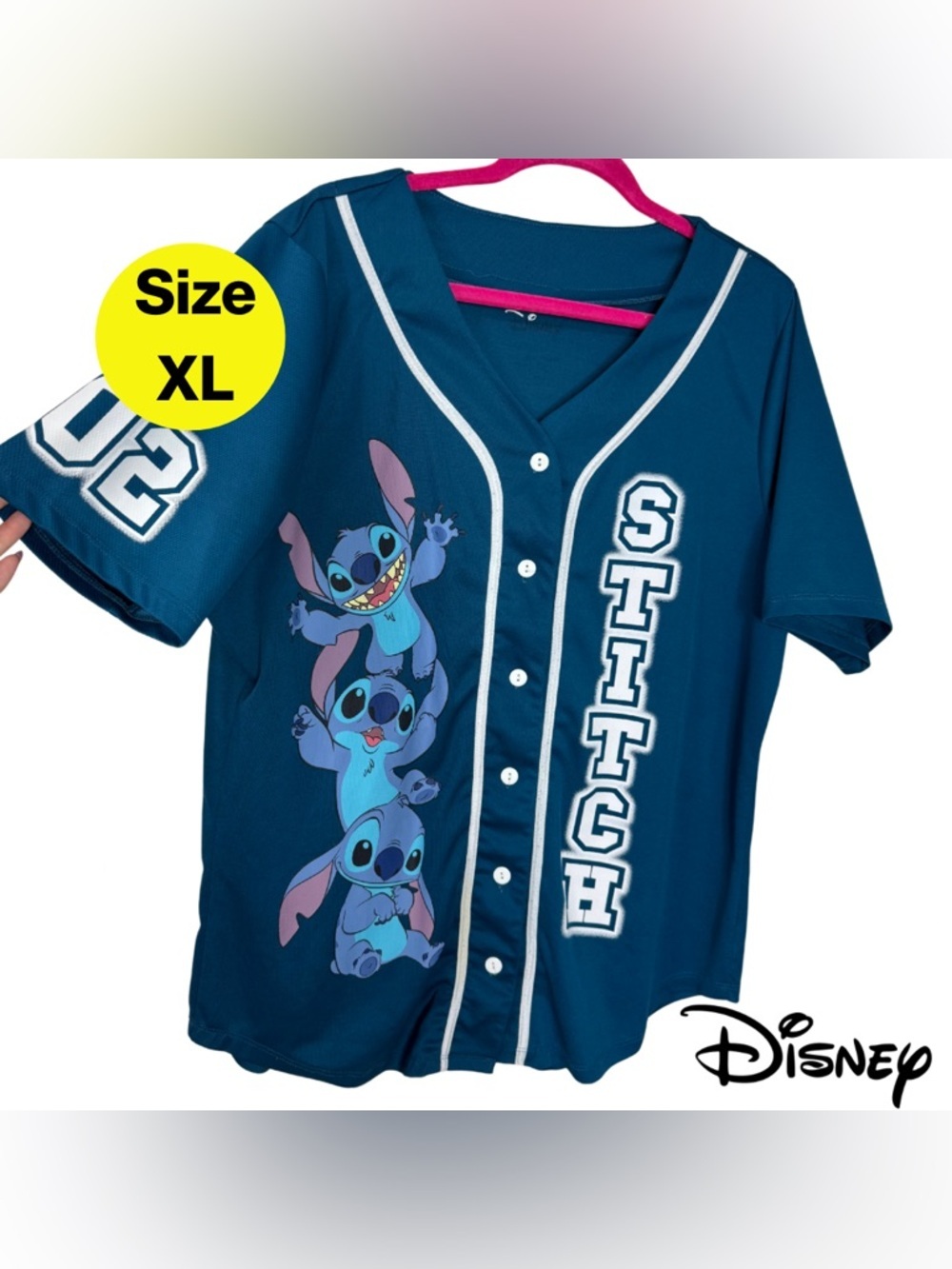 DISNEY’s Stitch ⚾️ Baseball-Style '02 Jersey in Teal (Size X-Large)